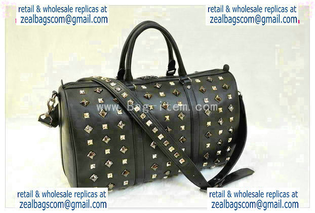 High Quality Replica MCM Stark Weekender Medium Boston Bag in Black Calfskin - Click Image to Close